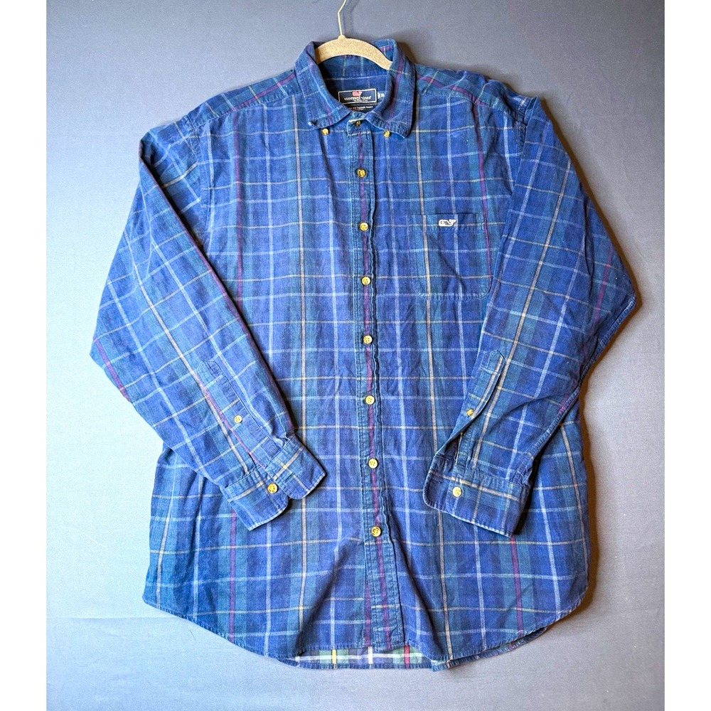 Vineyard Vines Tucker Shirt Classic Fit XL Blue Plaid Long Sleeve Pockets